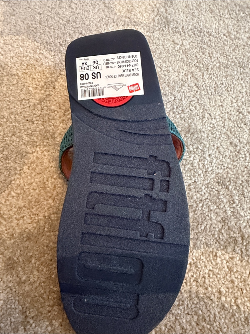 FitFlop Sea Blue Raffia Weave Toe-Thong Wedge Sandals Women’s US 8 EU 39 - Picture 7 of 7